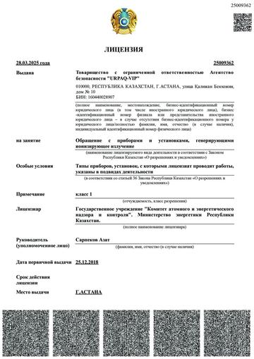 Приложение к государственной лицензии
